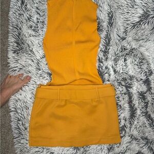 Express Mustard Mini Skort and Mock Neck Tank